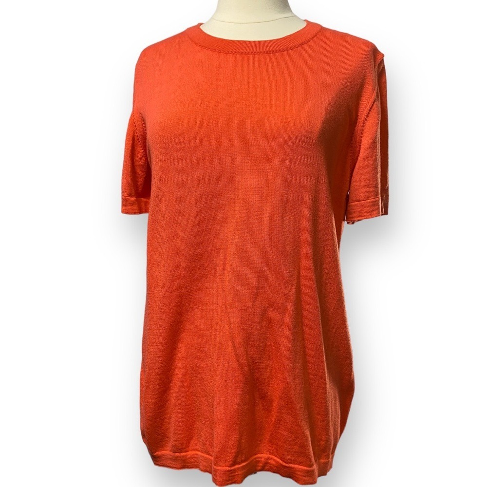 Escada Pure Wool Coral Orange Crewneck Sweater Top Size 40 Medium